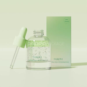 eco-friendly skincare paper gift box with green gradient finish and fabric handle design