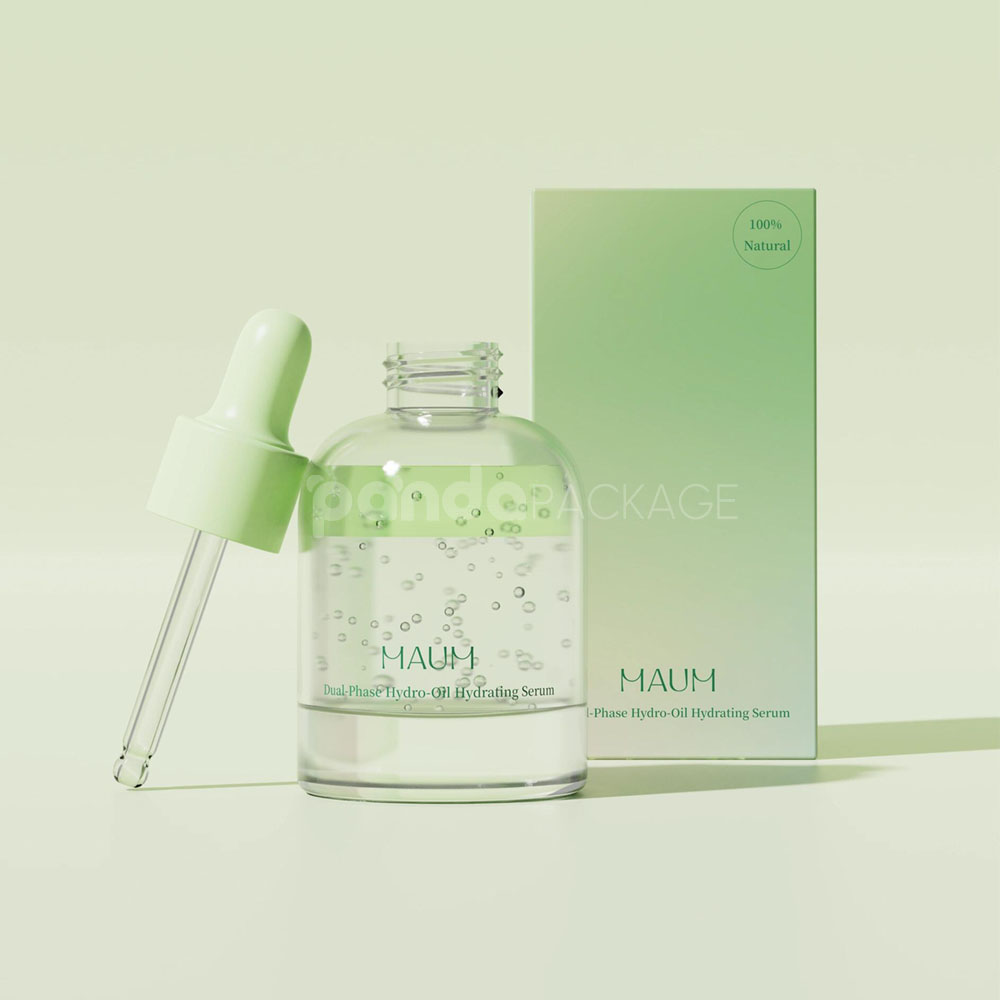 eco-friendly skincare paper gift box with green gradient finish and fabric handle design