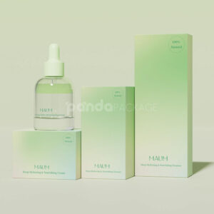 eco-friendly skincare paper gift box with green gradient finish and fabric handle design