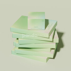 eco-friendly skincare paper gift box with green gradient finish and fabric handle design