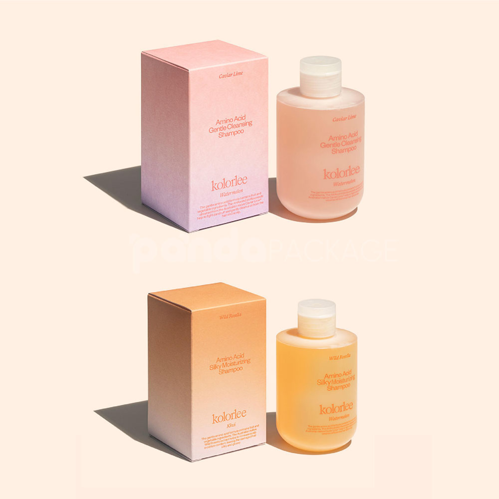 eco-friendly gradient paperboard box for shampoo and conditioner packaging with matte soft-touch finish