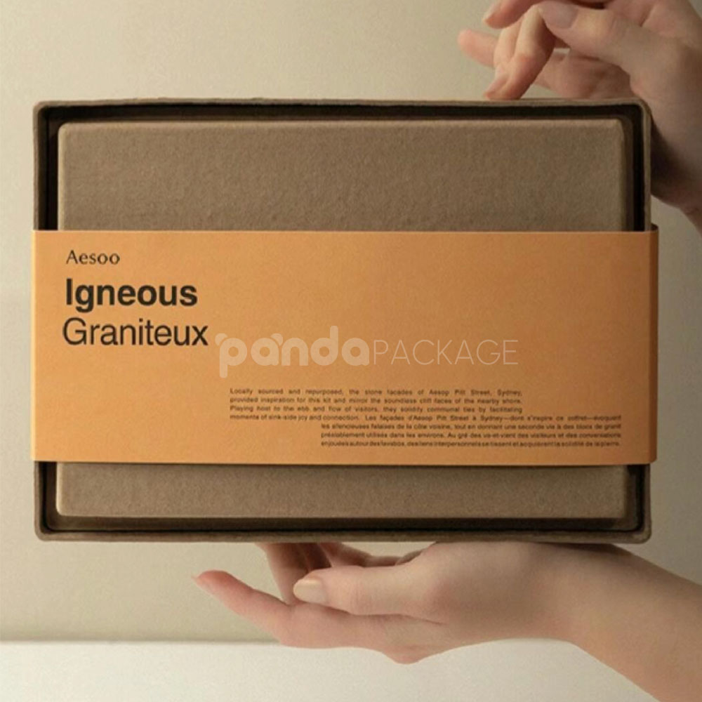 biodegradable molded pulp cosmetic box with paper sleeve for sustainable skincare gift packaging