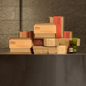 biodegradable molded pulp cosmetic box with paper sleeve for sustainable skincare gift packaging