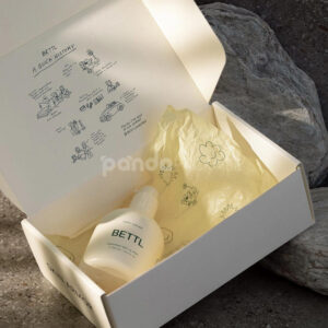 eco-friendly white mailer box made from recyclable paperboard for sustainable skincare and baby product packaging