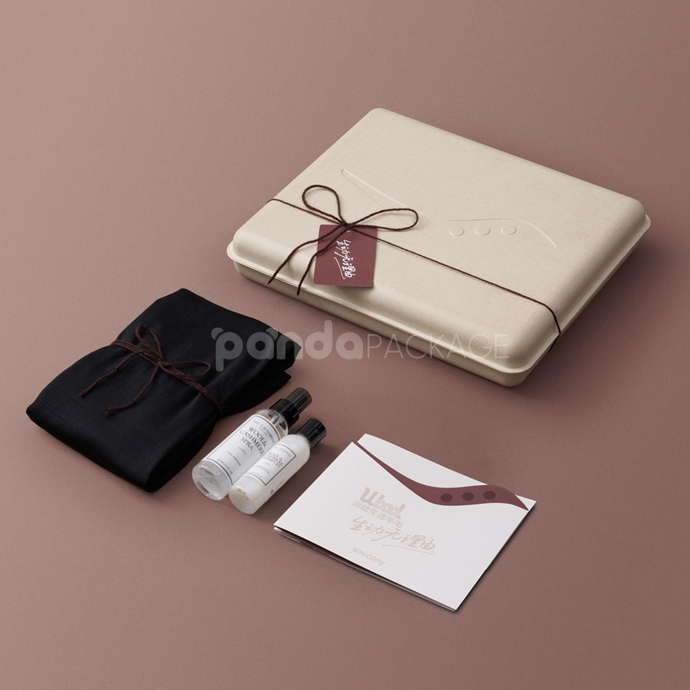 biodegradable molded pulp cosmetic box with hinged lid and custom insert for sustainable skincare gift packaging