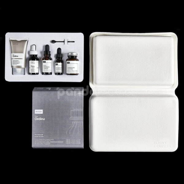 Biodegradable White Molded Pulp Box for Sustainable Skincare Gift Packaging