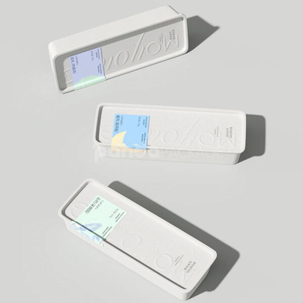 Biodegradable White Molded Pulp Box for Sustainable Skincare and Bath Product Packaging