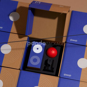 two-tone corrugated cardboard mailer box with easy-open tear strip for electronics packaging