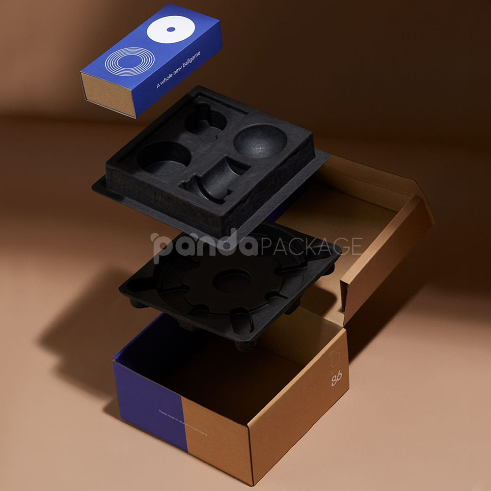 two-tone corrugated cardboard mailer box with easy-open tear strip for electronics packaging
