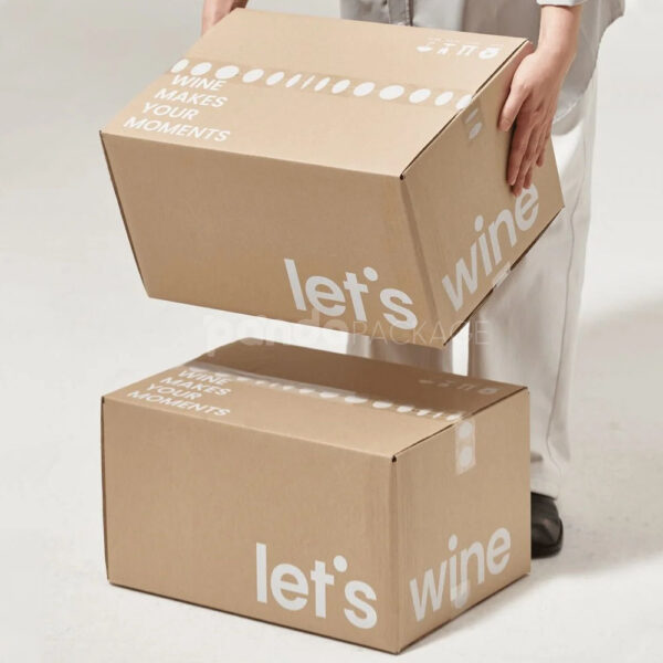 Kraft Corrugated Shipping Box for Wine and Food Packaging