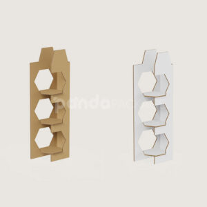 modular corrugated cardboard display stand with hexagonal shelves for retail
