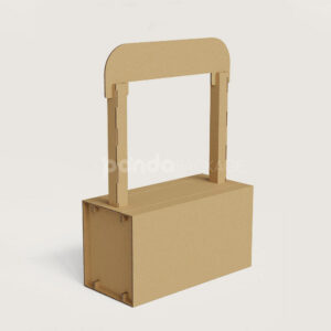corrugated cardboard promotional display stand with header sign for retail and coffee events