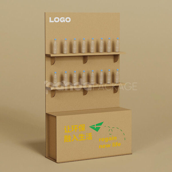 Corrugated Cardboard Floor Display Stand with Reinforced Shelves