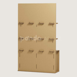 corrugated cardboard floor display stand with reinforced shelves for retail and beverage products