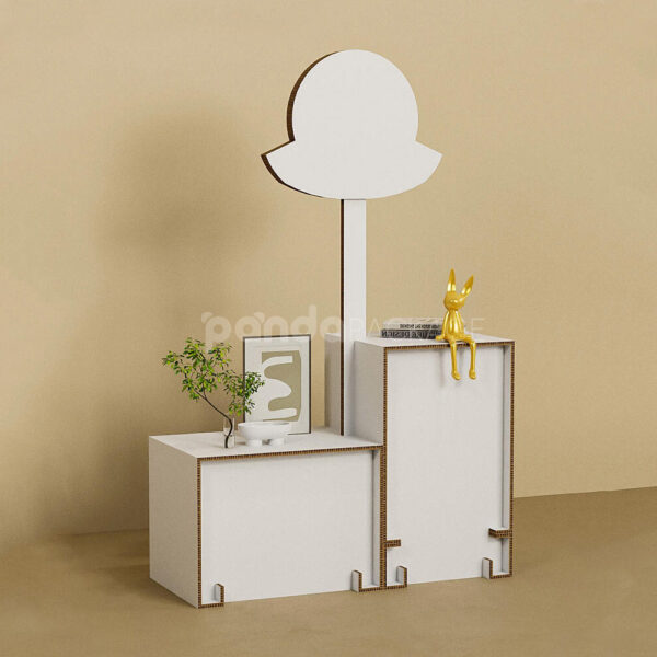 Corrugated Cardboard Tiered Display Stand with Custom Header Sign