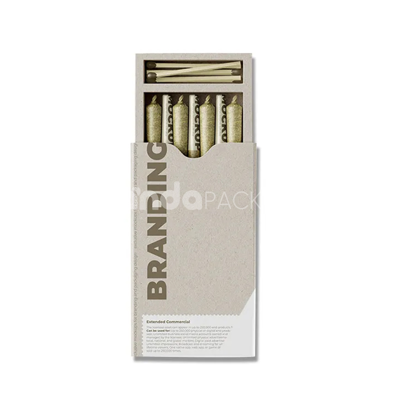 drawer style paperboard box for cannabis pre-roll joints packaging with match compartment and matte finish
