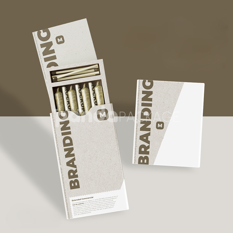 drawer style paperboard box for cannabis pre-roll joints packaging with match compartment and matte finish