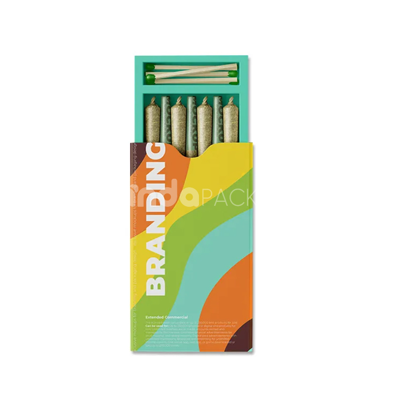 drawer style paperboard box for cannabis pre-roll joints packaging with match compartment and matte finish