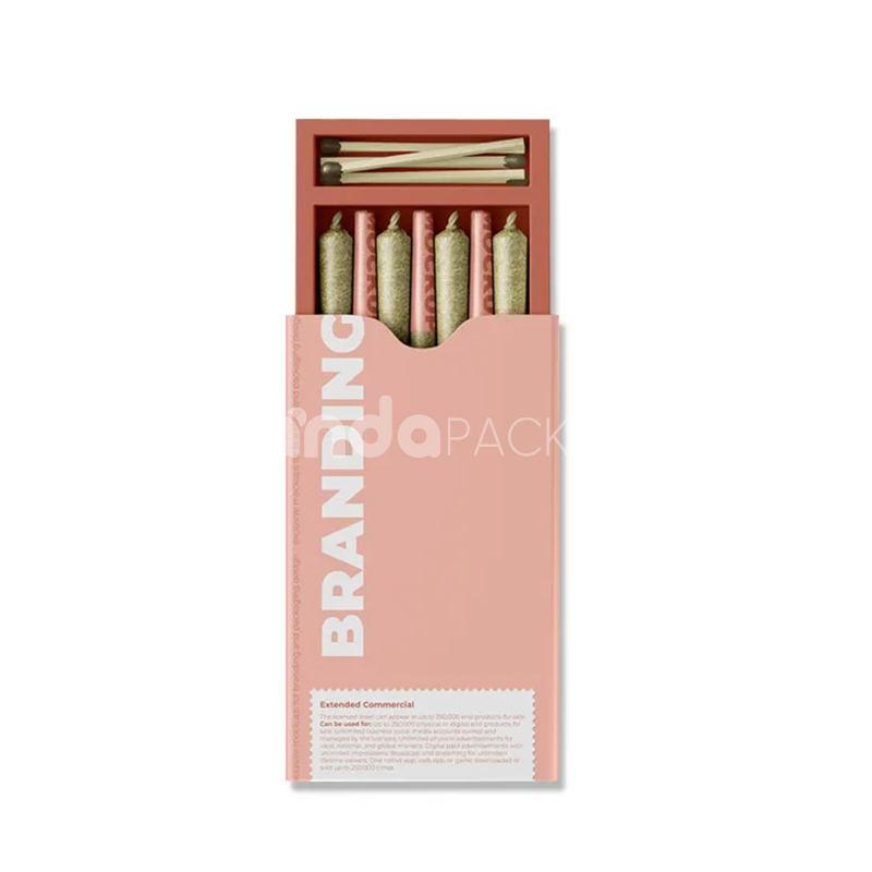 drawer style paperboard box for cannabis pre-roll joints packaging with match compartment and matte finish