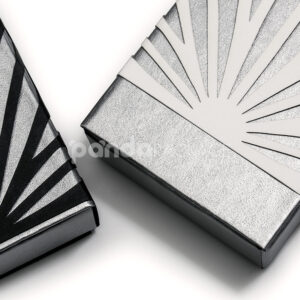 black and silver rigid drawer box with paper sleeve for cannabis vape pen packaging