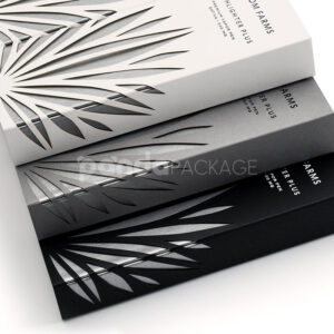 black and silver rigid drawer box with paper sleeve for cannabis vape pen packaging