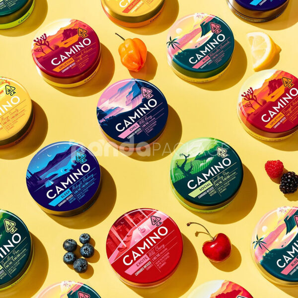 Round Metal Tin Box for Cannabis Edible Gummies Packaging