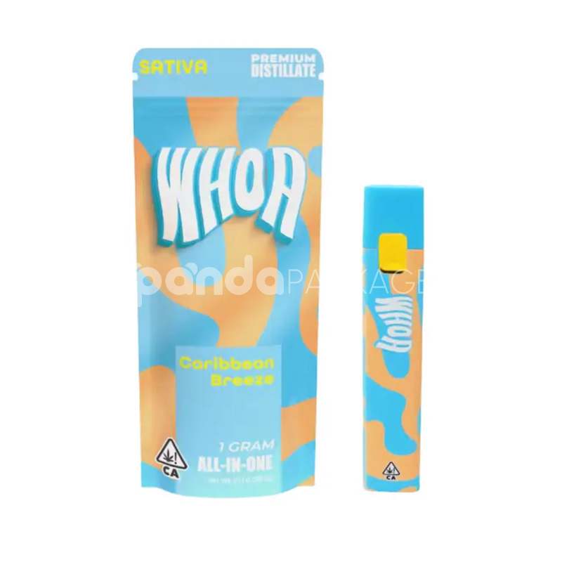 child resistant mylar ziplock bag for cannabis all-in-one vape pen packaging with matte finish and full color printing