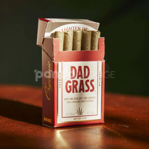 flip top paperboard box for cannabis pre-roll joints packaging with matte finish and gold foil edge design