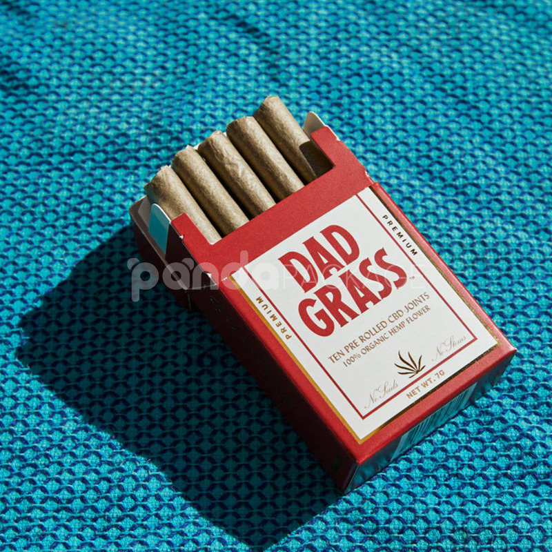 flip top paperboard box for cannabis pre-roll joints packaging with matte finish and gold foil edge design