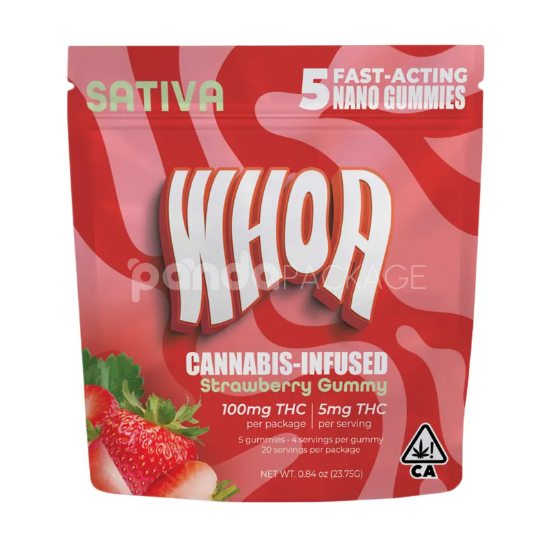 resealable mylar stand-up pouch for cannabis infused THC gummies packaging with heat seal and ziplock closure