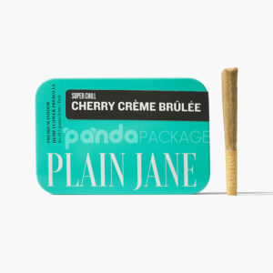 rectangular metal tin box for cannabis pre-roll joints packaging with hinged lid and vibrant printed design
