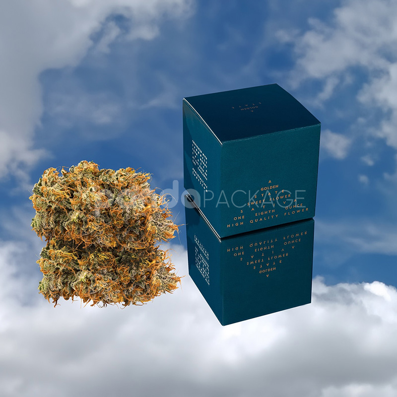 double tuck paperboard box for cannabis flower packaging with logo printing and matte lamination