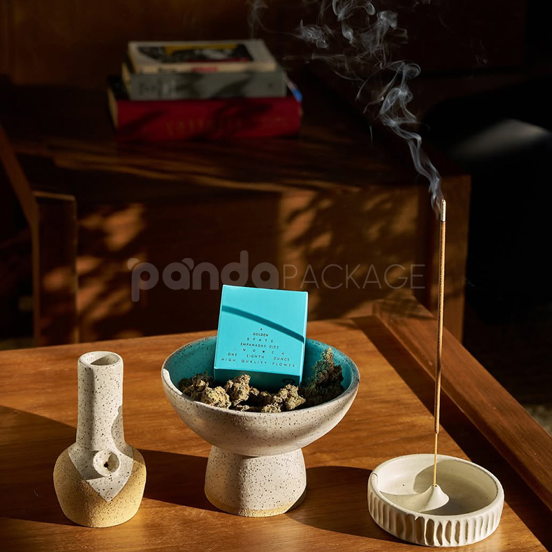 double tuck paperboard box for cannabis flower packaging with logo printing and matte lamination