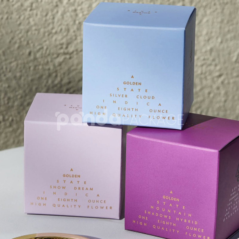 double tuck paperboard box for cannabis flower packaging with logo printing and matte lamination