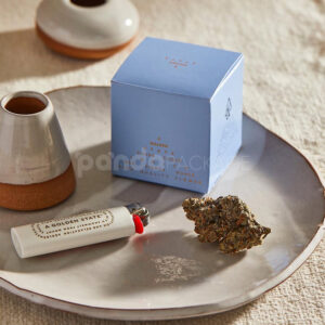 double tuck paperboard box for cannabis flower packaging with logo printing and matte lamination