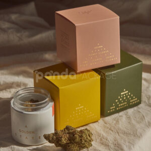 double tuck paperboard box for cannabis flower packaging with logo printing and matte lamination
