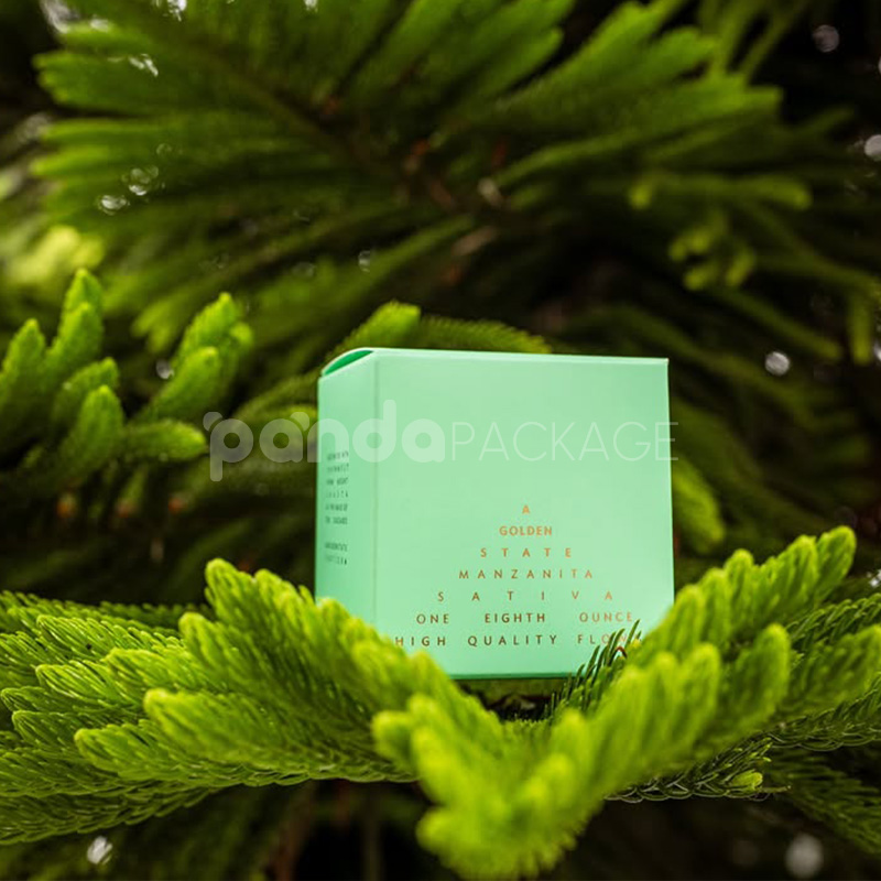 double tuck paperboard box for cannabis flower packaging with logo printing and matte lamination