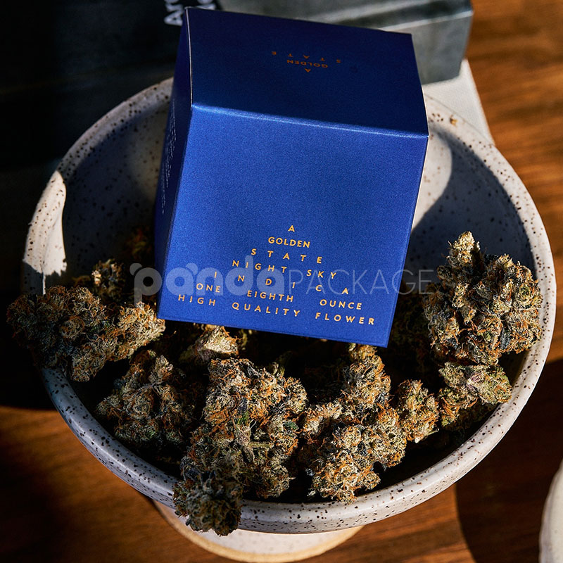 double tuck paperboard box for cannabis flower packaging with logo printing and matte lamination
