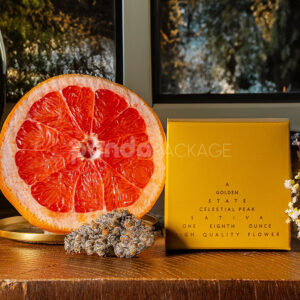 double tuck paperboard box for cannabis flower packaging with logo printing and matte lamination