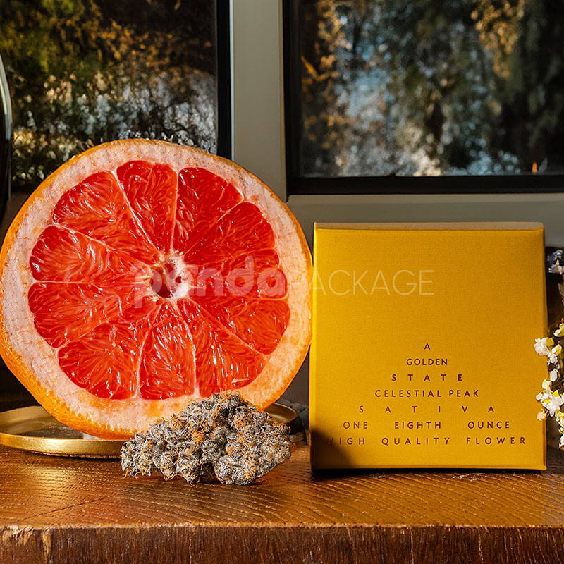 double tuck paperboard box for cannabis flower packaging with logo printing and matte lamination