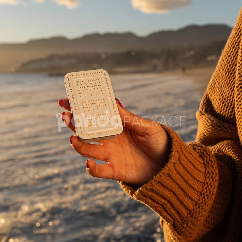 rectangular slide tin box for cannabis pre-roll joint packaging with logo printing