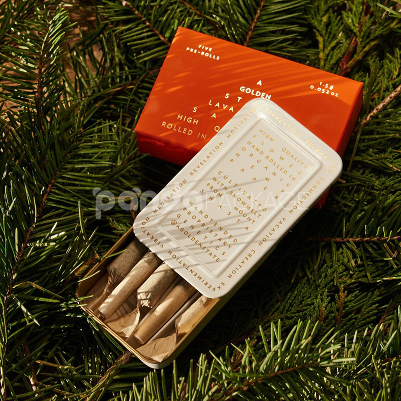 rectangular slide tin box for cannabis pre-roll joint packaging with logo printing