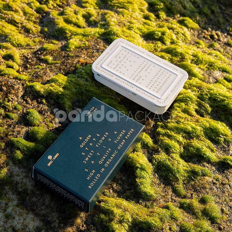 rectangular slide tin box for cannabis pre-roll joint packaging with logo printing