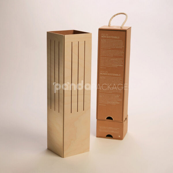 Rigid Drawer Wine Box with Sleeve and Rope Handle