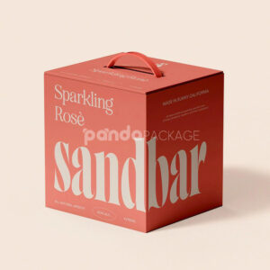 foldable paperboard wine carrier box with built-in handle for sparkling and rosé bottle packaging