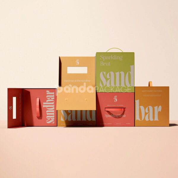 Foldable Paperboard Wine Carrier Box with Built-in Handle