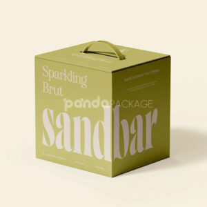 foldable paperboard wine carrier box with built-in handle for sparkling and rosé bottle packaging