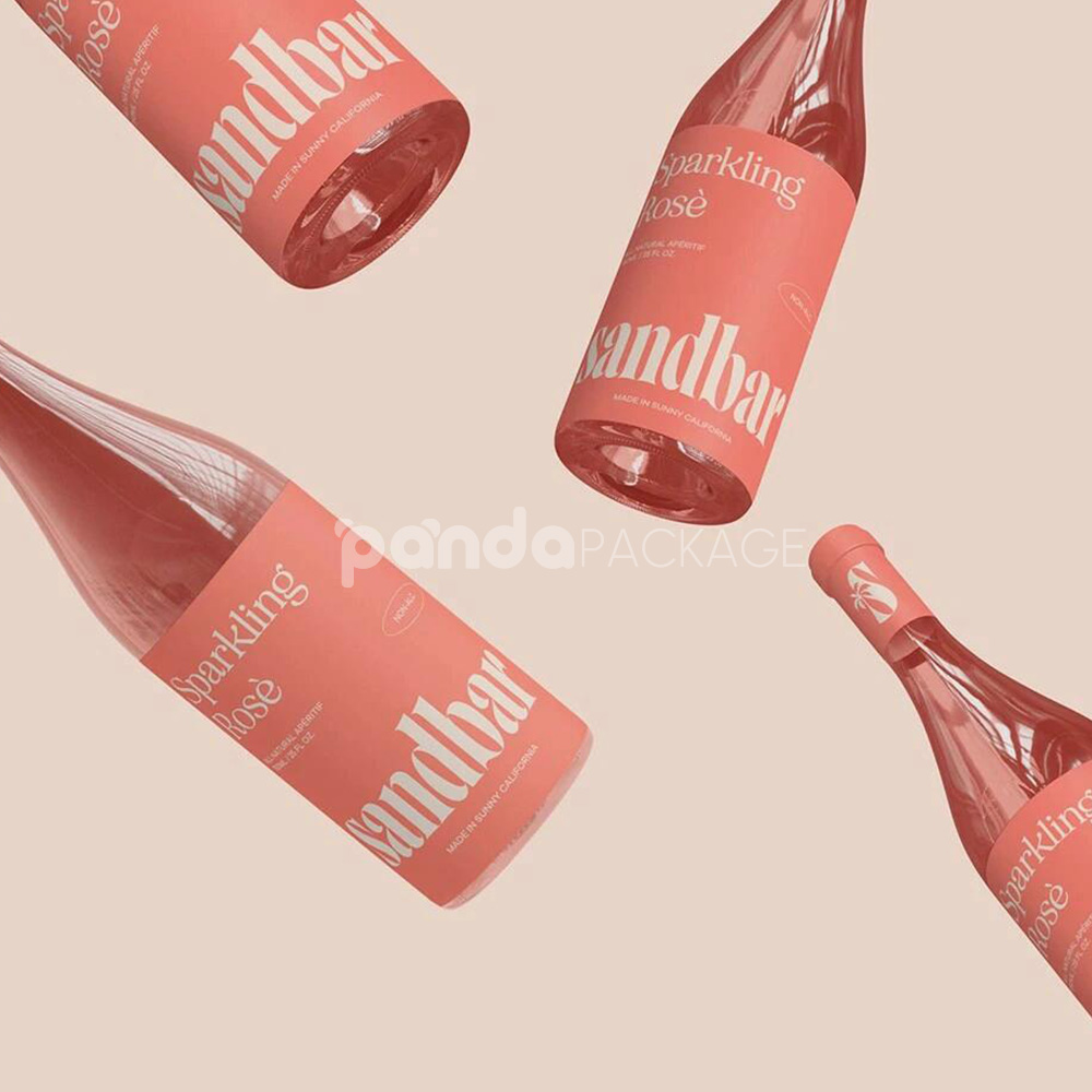 foldable paperboard wine carrier box with built-in handle for sparkling and rosé bottle packaging