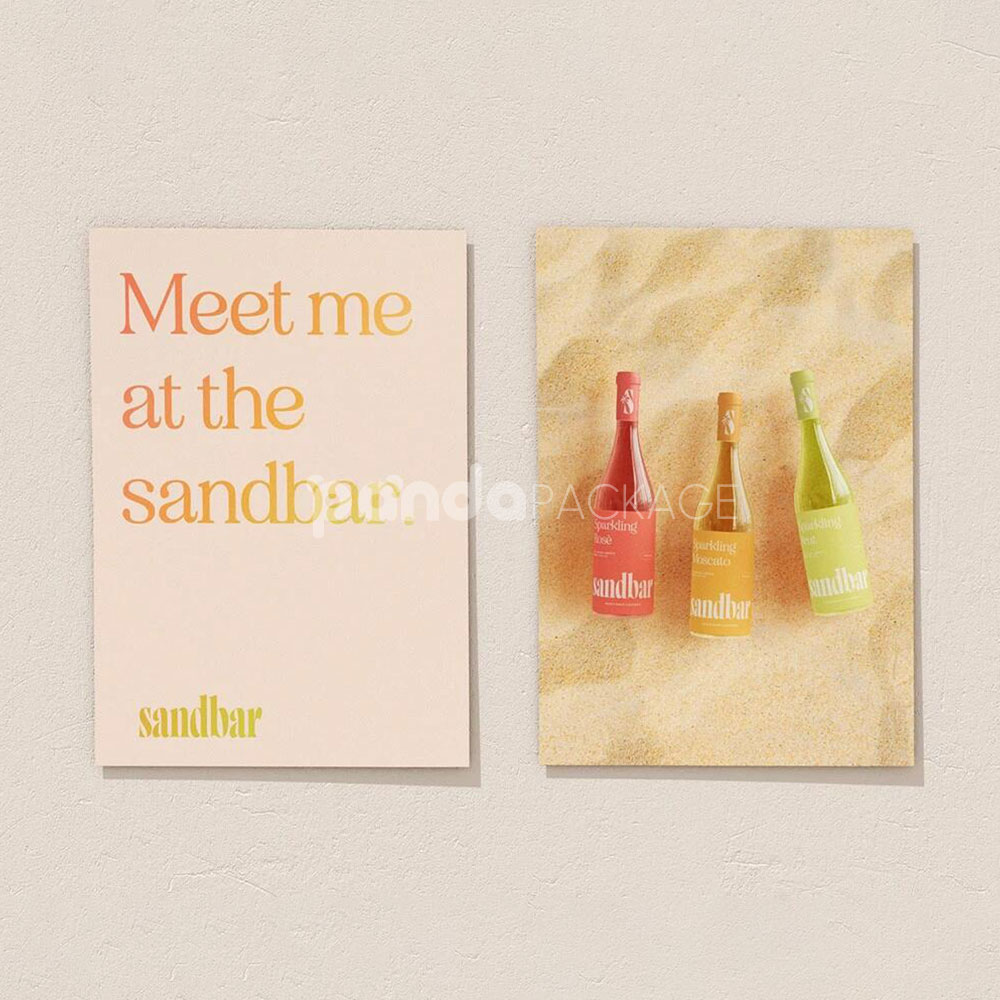 foldable paperboard wine carrier box with built-in handle for sparkling and rosé bottle packaging