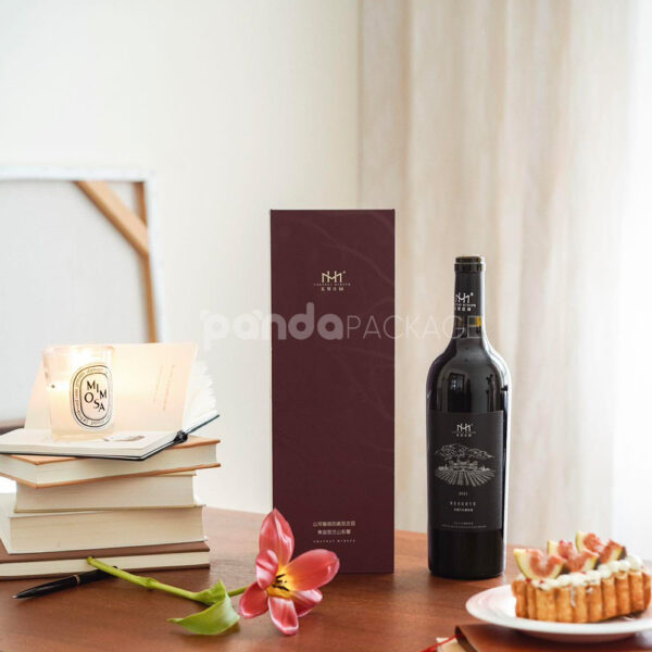 Luxury Burgundy Rigid Magnetic Wine Gift Box with Paper Bag